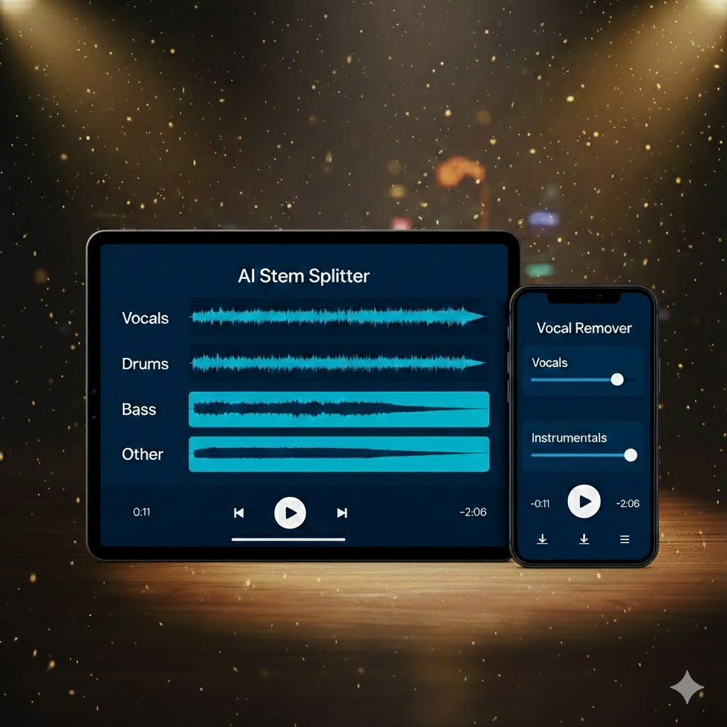 AI stem splitter: multi‑track separation